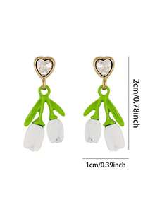 1 par de pendientes de tulipán dulce de aleación, pendientes frescos con flor en forma de corazón, accesorios frescos con tema forestal, los mejores recuerdos de boda para novias y damas de honor, adecuados para diversas ocasiones como fiestas festivas y viajes diarios.
