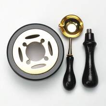 1set Wax Seal Warmer Kit, Wooden Wax Seal Furnace With Melting Spoon+ Wooden Handle,Seal Wax Melting Furnace Tool For Melting Wax Seal Beads Or Sealing Wax Sticks