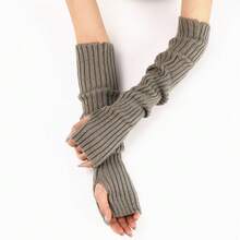 New Women Arm Warmers Japanese White Black Goth Knitted Fingerless Gloves Ankle Wrist Sleeves Harajuku 52cm Gloves
