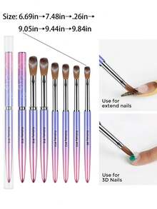 #8-10#-12# 渐变色貂皮亚克力指甲刷 奢华貂皮毛美甲沙龙家用指甲刷 - 紫色 - 查看 2