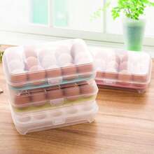 15-Slot Plastic Egg Storage Box, Household Egg Holder, Fridge Organizer, Portable Egg Tray