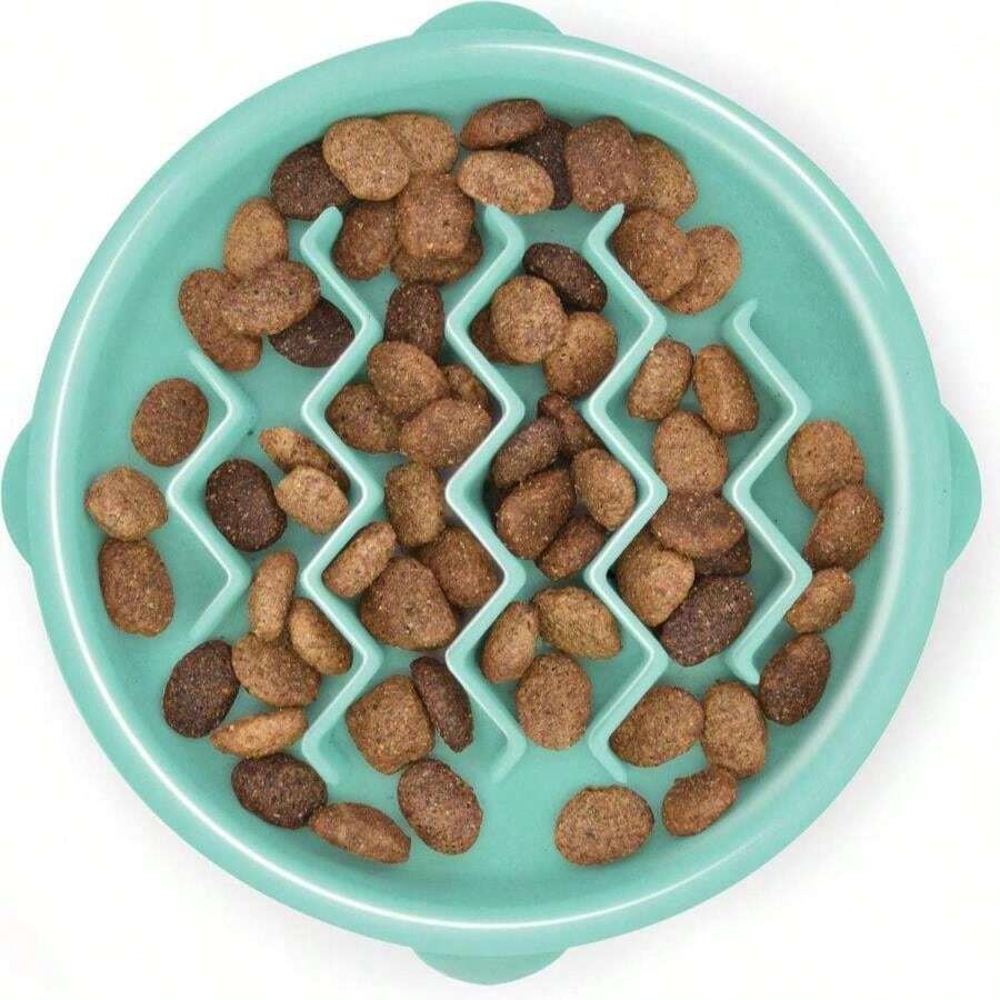 Outward Hound Medium Slow Feeder Bowl, Puzzle Maze For Fast Eaters, Small To Medium Dogs, Helps Prevent Bloat &Amp; Aid Digestion, Holds 2 Cups Wet Or Dry Food, Non-Slip, Made Without BPA, Turquoise - MàuC - Xem 1