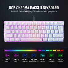 60% Gaming Keyboard, Numeric Keypad And Mouse Set. This Mini Gaming Keyboard Has 61 Keys And Features True RGB Backlighting. Suitable For Computer Gamers/Players, Typists, Travelers And Business Travelers. It Is Easy To Carry.