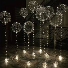 10/20 Pack LED Balloons, Light Up Balloons, Clear Helium Bobo Balloons, Glow Bubble With String Lights For Valentines Day, Halloween, Christmas, Wedding, Birthday Party Decoration - Đèn ấm - Xem 8