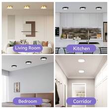 CANMEIJIA 1 件铝金色 LED 嵌入式吸顶灯，室内表面安装筒灯，聚光灯，AC185-265V，3 种色温模式（暖白、自然白、冷白），小巧尺寸高亮度，适用于卧室、客厅、厨房、浴室、商业空间 - 金色明裝筒燈 - 查看 9