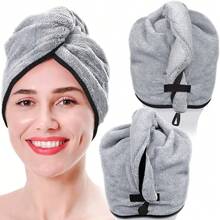 Toallas de Microfibra para Cabello ESSENCIAL Designs (2 Pcs) - Absorbentes, Suaves y Portátiles, Ideal para Cabello Rizado y Secado Rápido - Gris - Gris - Ver 1