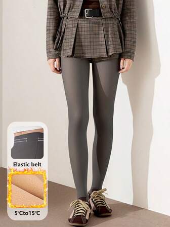女士加厚保暖内衬高腰紧身裤，时尚性感，适合秋冬季休闲、通勤穿着，舒适保暖