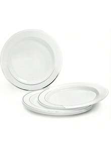 50/25/10/2 طبق طعام ذو حافة فضية، طبق سلطة، طبق كيك/حلوى، طبق فاكهة، أدوات مائدة للحفلات، مناسبة للزفاف، عيد الميلاد، ، رأس السنة الجديدة