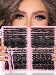 640 Stücke D-Curl Wimpernverlängerungs-Set, 10D 20D 30D 40D 50D 60D 80D 100D 120D 150D 8-16mm DIY Einzelne Falsche Wimpern, 3D Nerz Wimpern Russisches Volumen Dramatische Unordentliche Wimpern für Make-up, Cosplay, Full Glam und Alltag, tragbar für täglichen Gebrauch oder Ausflüge