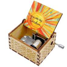 1 pieza Caja de música de madera vintage con manivela manual, grabada con "Eres mi sol", regalo ideal para cumpleaños, Navidad, Día de San Valentín, Día de la Madre y otras ocasiones especiales para amigos, familia, colegas, cónyuges - Multicolor - Ver 4