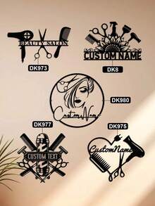 1pc Personalized Hair Dresser Name Sign, Hair Salon Metal Sign, Custom Hair Stylist Metal Wall Art, Barber Shop Metal Wall Decor, Hair Stylist Gift - 彩色 - 查看 3