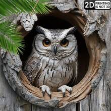 Druk płaski 2D, drewniana tabliczka z wizerunkiem rodziny sów w skali 1/400, 7,87″ x 7,87″, drewniana sztuka ścienna z otworami, nowoczesna dekoracja wnętrz na werandy, do kawiarni, na wejścia, do kuchni, sypialni, na prezenty dla przyjaciół i na święta, do jadalni, do kuchni