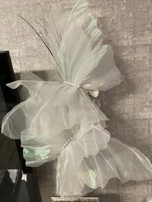 1 pièce Fleur artificielle géante 3D en fil de soie avec décoration papillon, grande décoration florale pour fête d'anniversaire, fleurs faites à la main pour décoration de mariage, salon, centre de table de mariage, décoration murale, faux papillon en gaze, vitrine de magasin, jardin extérieur, chambre, balcon de la maison - Multicolore - Voir 10