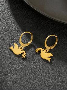 1 Par de Brincos Pingente de Animal em Aço Inoxidável - Borboleta, Libélula, Urso, Elefante, Espinha de Peixe, Cobra, Abelha, Macaco, Peixe - Adequado para Família, Amigos, Uso Diário, Presente