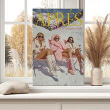 1pc Framed Canvas Poster, Winter Wall Art, Après Ski Fashion Club, Pink Faux Fur Coat, Ski-Fashion-Style Wall Art Canvas Paintings, Ideal Gift For Bedroom Living Room Corridor, Wall Art, Wall Decor, Room Decoration - Nhiều màu - Xem 2