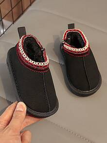 1 Pair Baby Snow Boots, Fabric Upper, Soft, Comfortable, Lightweight, Convenient Zipper Closure, Suitable For Indoor, Outdoor, Play, Holidays And Other Occasions