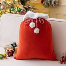 Customized Christmas Gift Bag, Velvet Fabric, Heat Transfer Printing, Christmas Gift Bag For Family, Friends, Kids, Home Decor, Holiday, Christmas Decoration - Multicolor - View 12