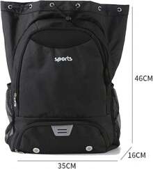 Mochila de Baloncesto 37 con Compartimento para Zapatos Adecuada para Gimnasio, Piscina, Viajes, Escuela, Bolsa de Equipo de Entrenamiento Deportivo de Gran Capacidad - Negro de humo - Ver 3