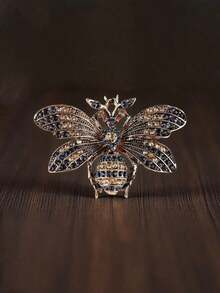 "Fashionable & Elegant Colorful Rhinestone Butterfly Brooch, Sparkling Pin For Party & Casual Occasions, Versatile Office Shirt & Jacket Jewelry, Perfect Christmas & Halloween Gift" - 銅色 - 查看 1