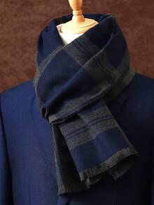 1 件流苏围巾，经典格子围巾，男女通用商务围巾，奢华披肩，男士时尚印花围巾 180 * 30 厘米，适合商务 - 彩色 - 查看 6