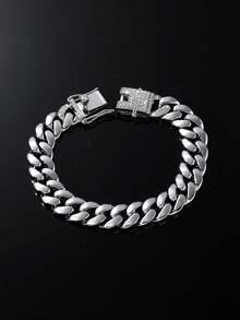 1 Set Men's Hip Hop Style Classic Smooth Cuban Link Chain Necklace And Bracelet Set - Style a - View 9