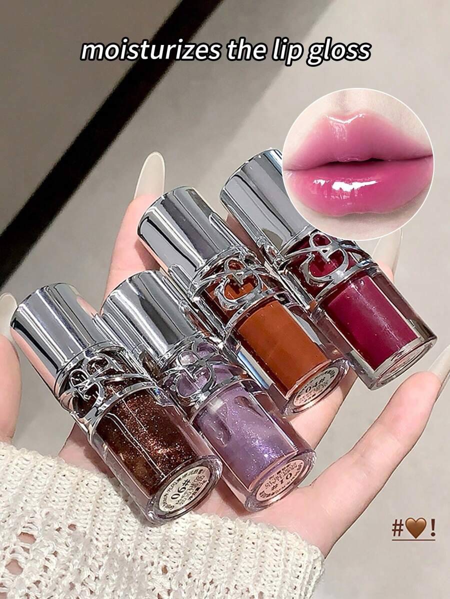 Gege Bear 1pc Glossy Hydrating Moisturizing Plump Glass-Like Lip Gloss, Long-Lasting And Non-Sticky - 彩色 - 查看 1