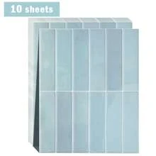 1/10/30pcs Blue Brick Tile Pattern Self-Adhesive Wall Stickers, Peel And Stick Tile Wallpaper, Waterproof, Suitable For Living Room, Kitchen Backsplash, Bathroom, Zellige Style - Baby Blue - View 11