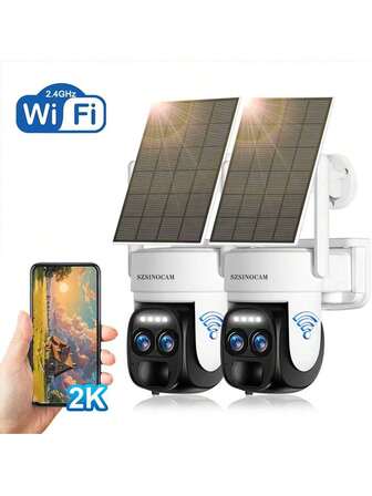 Weiß – 1 STÜCK/2 STÜCK/3 STÜCK/4 STÜCK – 1080p-Außenüberwachungskamera, 2K-Solar-Funknetzwerkkamera, verwendet für Heimüberwachungssysteme, batteriebetriebene Überwachungskamera und Solarpanel, 360 ° PTZ-Farbnachtsicht, Bewegungssensor. Das perfekte Geschenk für verschiedene Feiertage.