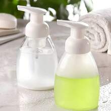 1 pieza Botella con bomba espumosa para el cabello, para solución de peinado permanente - Dispensador de presión lateral conveniente, envase de plástico recargable para tratamientos de salón, botella de espuma para permanente en frío, diseño ergonómico de la botella | Mecanismo de bomba duradero | Solución de cuidado del cabello sin fragancia, artículos esenciales para el cuidado del cabello