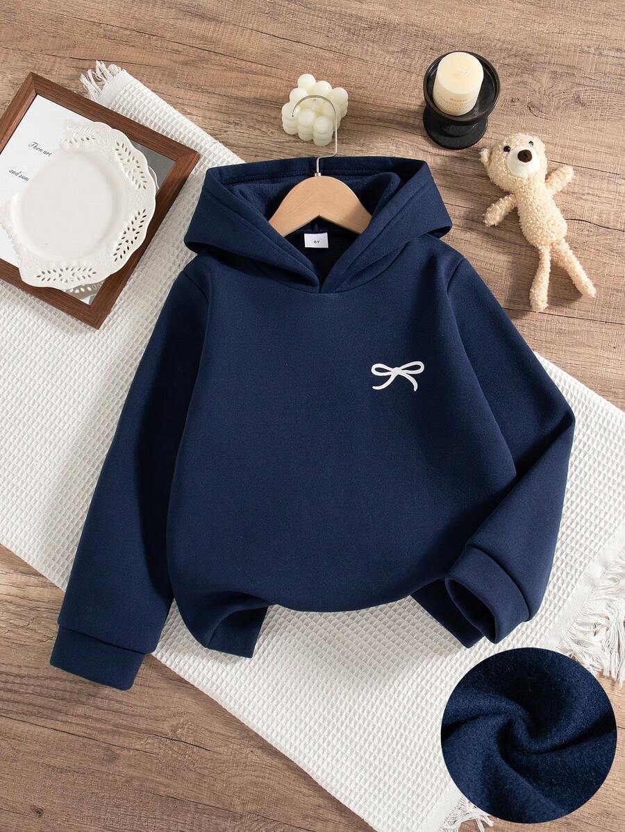 Girls' Casual Butterfly Print Hooded Long Sleeve Sweatshirt, Regular Fit, Autumn/Winter