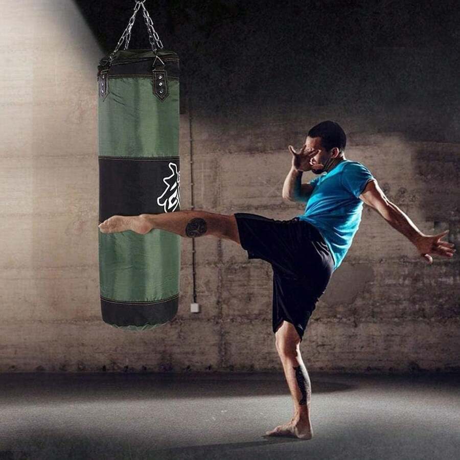 Saco de Entrenamiento,150 Saco de Boxeo Profesional,Premium PU Saco de Boxeo de 5 Piezas con Ganchos y Cadena de Acero Inoxidable,Guantes de Boxeo,para Boxeadores en Gimnasio,Lucha. - 1 - Ver 1