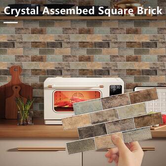 10片/20片/30片装自粘可移除PVC厨房贴纸，2D平面不对称复古砖纹墙贴，壁纸，瓷砖贴纸，墙面装饰贴纸，适用于厨房、客厅、浴室、卧室等家居装饰墙纸房间装饰卧室装饰