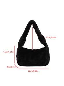 1 Stück flauschige einfarbige Damen Umhängetasche, modischer minimalistischer Halbmond Tasche, geeignet für den täglichen Gebrauch wie Einkaufen, Pendeln und Reisen
