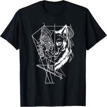 Wolf Gift Product Awesome Geometric Wolf T-Shirt - 黑色 1 - 查看 1