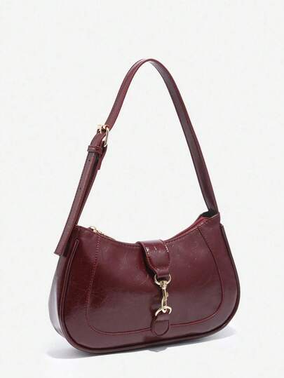 1pc Vintage Minimalist Crescent Shaped Adjustable Strap Handbag, Suitable For Dates, Outings, Parties And Other Occasions, Fashion Women's Bag, High-End Quality, Stylish Commuter Shoulder/Underarm Bag