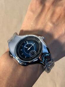 1 件男士复古千禧复古小众扭曲不对称腕表，高品质时尚防水男士石英表 - 彩色 - 查看 3