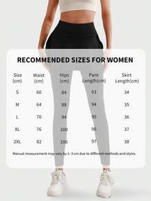 High-Rise Warm Yoga Leggings. Fleece-Lined And Warm. Casual Daily Yoga.   Specifically For Active Women, These High-Waisted Fleece-Lined Yoga Skort Pants Feature A Hidden Pocket For Daily Essentials. They Are Yoga Practice, Running, And Everyday Wear. - 黑色 - 查看 7