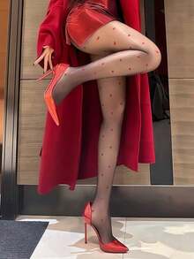 1双亮面丝袜，光滑闪亮的女士连裤袜 - 黑色 - 查看 5