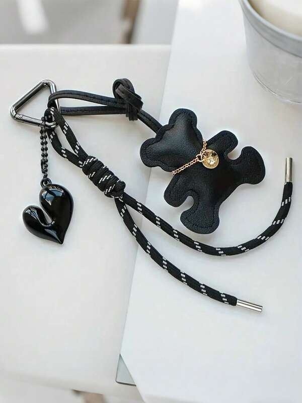 1 chaveiro original feito à mão com design de urso de desenho animado e amor, adequado para decorar mochilas, bolsas transversais, bolsas de ombro, chaveiros, acessórios para carros, acessórios de moda feminina, presentes de Natal e Dia dos Namorados.