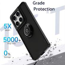 兼容 Moto Edge60/50/40/30Pro/G12345678998765421 手机壳，亲肤防指纹指环支架防震豪华保护壳，带防尘孔，厚边，电镀，兼容支架，适用于 Vivo Y123456789987654321、Oppo A/Realme C/Reno123456789987654321、Honor X123456789987654321 - 黑色 - 查看 3