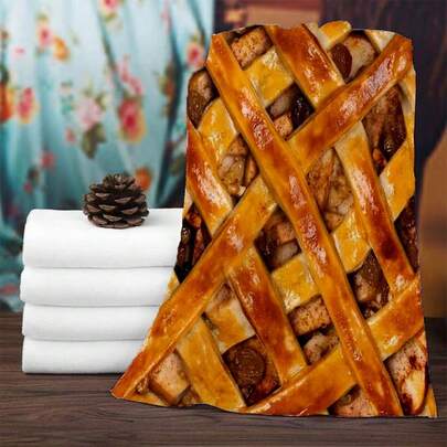 TOPSSCTR 2pcs Fun & Cozy Apple Pie Towels Kitchen Towels - Ultra-Soft Microfiber, Machine Washable, Perfect For Drying Hands & Dishes, Ideal Housewarming, Birthday, Or Mother's Day Gift