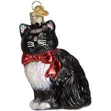 Old World Christmas - Ornamento Gatito Festivo, Vidrio, Navidad(gatito tuxedo) - Tipo 1 - Ver 2