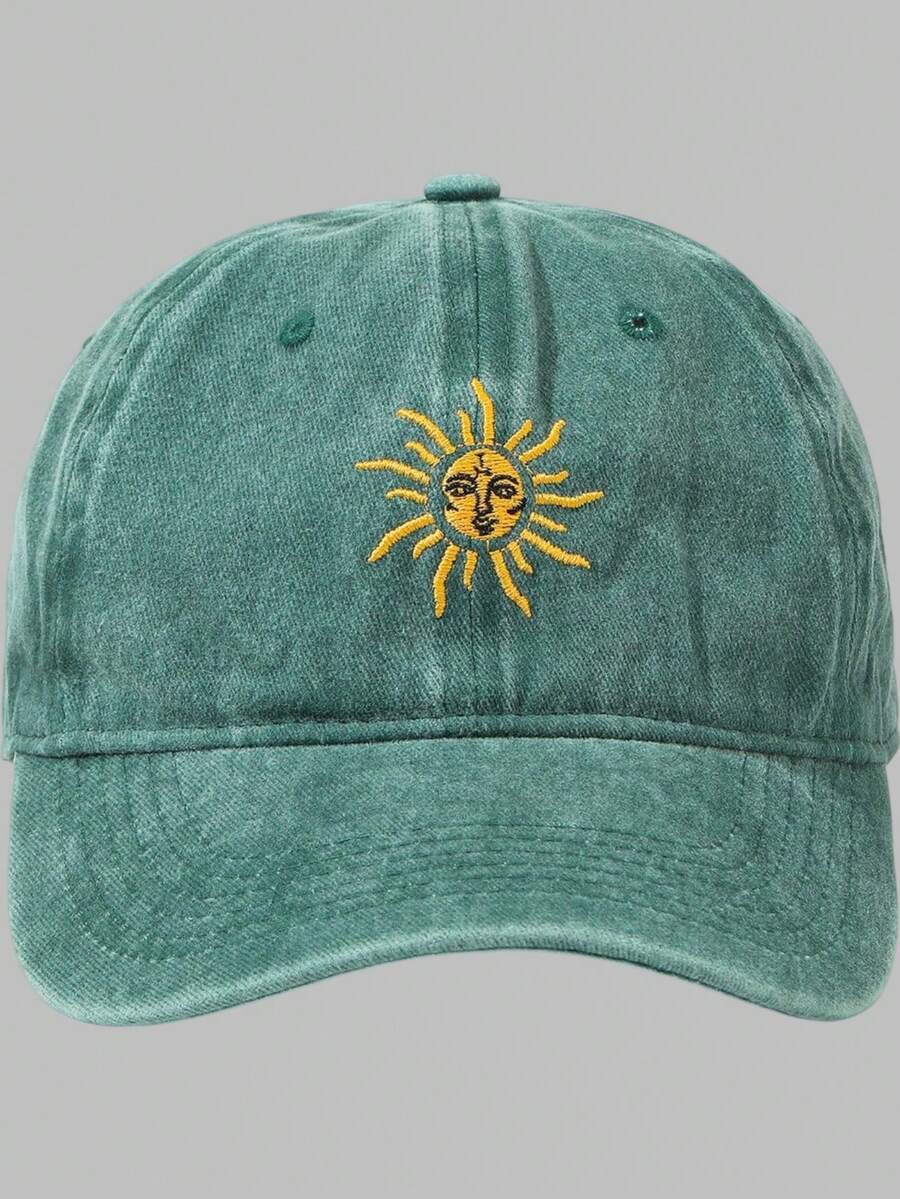 DareSee 1件刺繡太陽戶外棒球帽,復古水洗卡車帽,透氣可調節高爾夫遮陽帽,男女通用,Y2K情侶遮陽帽,音樂節 Y2KFest 返校季秋冬禮物 - 墨綠色 - 查看 1