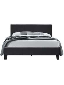 4ft Small Double Faux Leather Bed Frame In Black Or Brown - Black - View 2