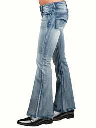 YANGCANREN Modische Slim Fit Jeans aus ausgestelltem Stretch-Denim für Herren