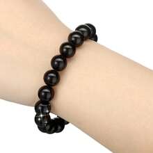 Hicarer 2pcs Shungite Bracelet Black Shungite Beads Crystal Stretchy Stones Bracelets Jewelry Powerful Defender Spiritual Healing Chakra Balance For Men Women