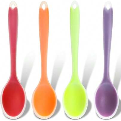 Silicone Spoons Multicolored Silicone Serving Stirring Spoon For Kitchen Nonstick Cooking Baking Stirring Mixing Tools