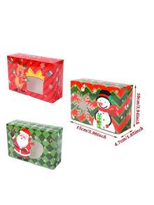 6pcs Assorted Christmas Cookie Gift Boxes – Santa/Reindeer/Snowman Designs, Festive Paper Packaging, Window Design | For Christmas/New Year Gift-Giving, Home/Party Decor & Holiday Candy Packaging - Multicolor - View 3
