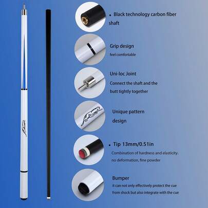 13mm Rainbow Tip Snooker/Pool Cue, Sturdy & Durable Carbon Fiber Cue Stick With Good Hitting Feel, Suitable For Beginners, Compatible With 8-Ball, 9-Ball, Ideal Gift For Pool/Snooker Enthusiasts, Valentine's Day, Thanksgiving, Christmas, Halloween, New Year