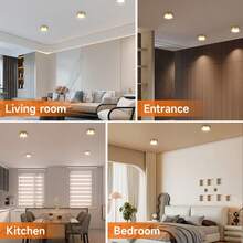 CANMEIJIA 1 件铝金色 LED 嵌入式吸顶灯，室内表面安装筒灯，聚光灯，AC185-265V，3 种色温模式（暖白、自然白、冷白），小巧尺寸高亮度，适用于卧室、客厅、厨房、浴室、商业空间 - 金色明裝筒燈 - 查看 10